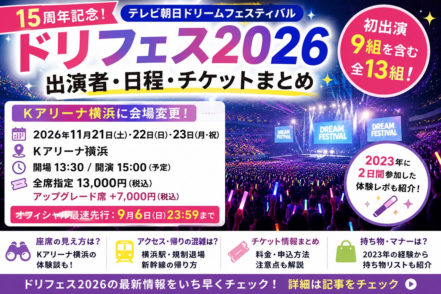 ドリフェス2026出演者・日程・チケット情報｜Kアリーナ横浜で11月21日・22日・23日開催