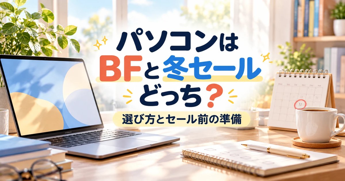 パソコンはブラックフライデーと冬セールどっち？選び方とセール前の準備の記事のアイキャッチ